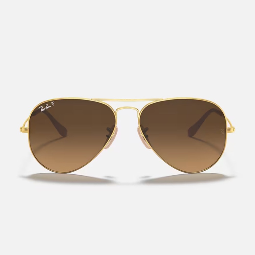Ray Ban Polarized Classic Gold Framed Aviator Sunglasses - Picture 1 of 14